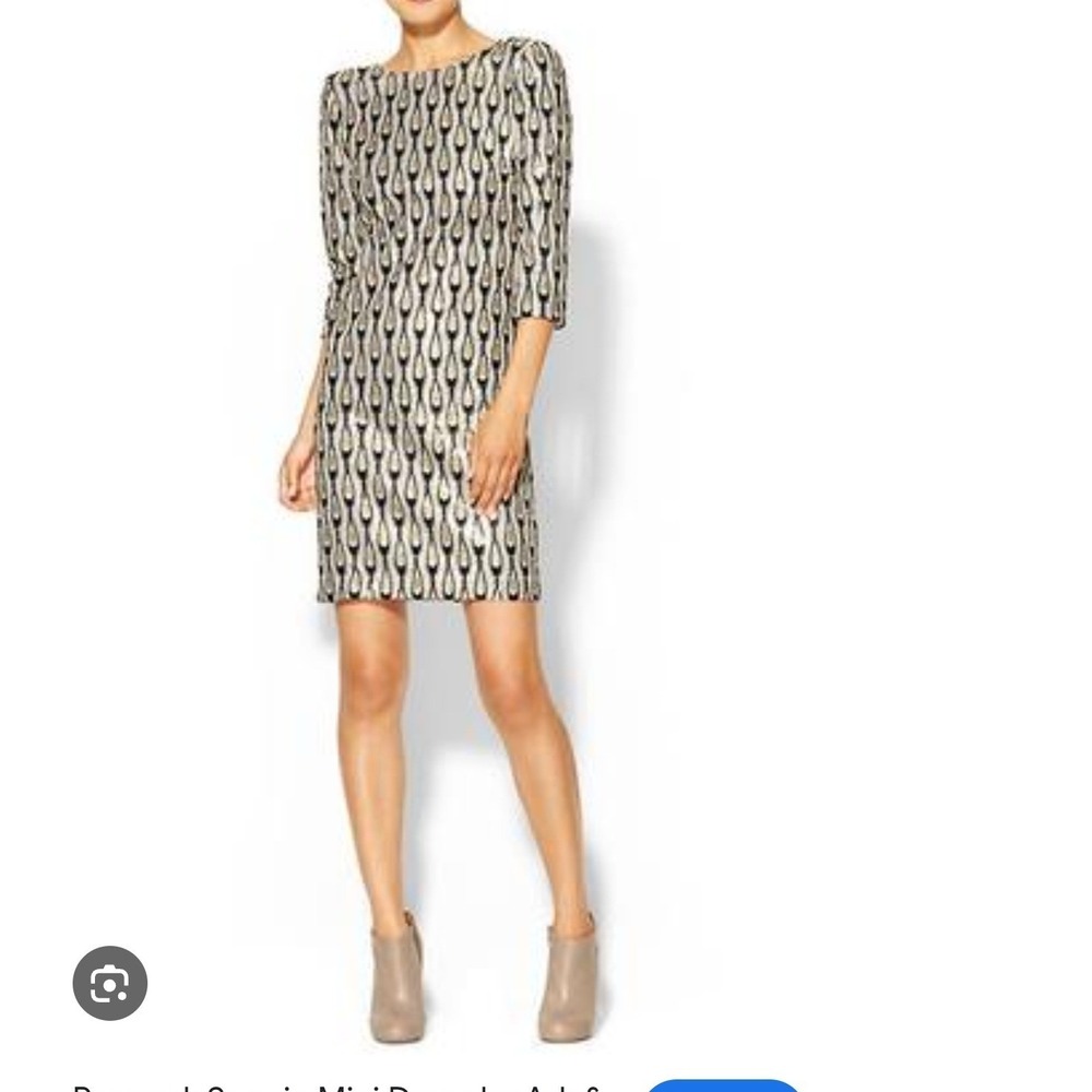 ark &‎ co sequin mini dress peacock feather pattern 3/4 sleeve